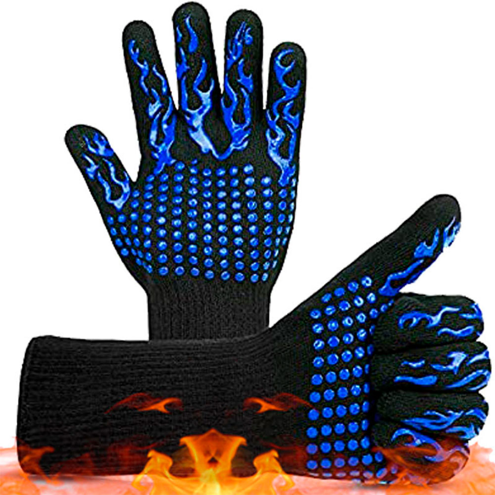 Рукавички термостійкі вогнетривкі HFG-800-Blue Torch, до 800°C, Black/Blue