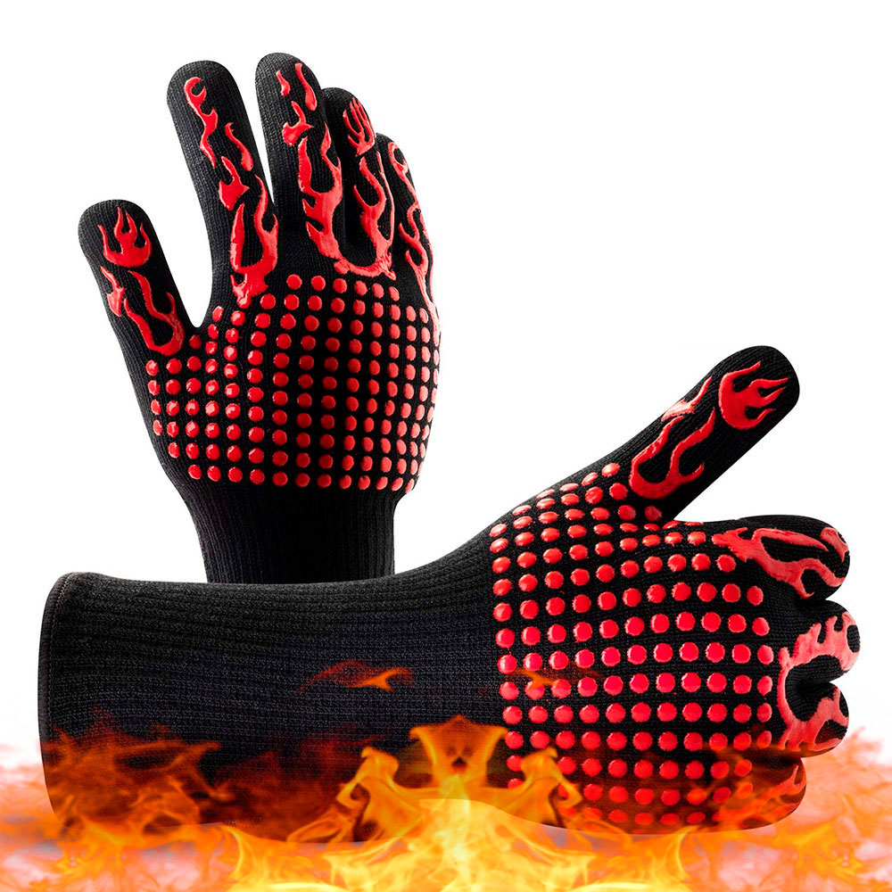 Рукавички термостійкі вогнетривкі HFG-800-Red Torch, до 800°C, Black/Red