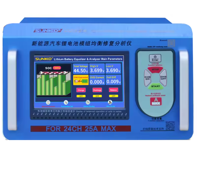 Балансир пасивний Sunkko D2524 Lifepo4 24S, Li-ion 2–24S, 25A, індикатор LCD, аналізатор з функцією розряду, bluetooth, Box