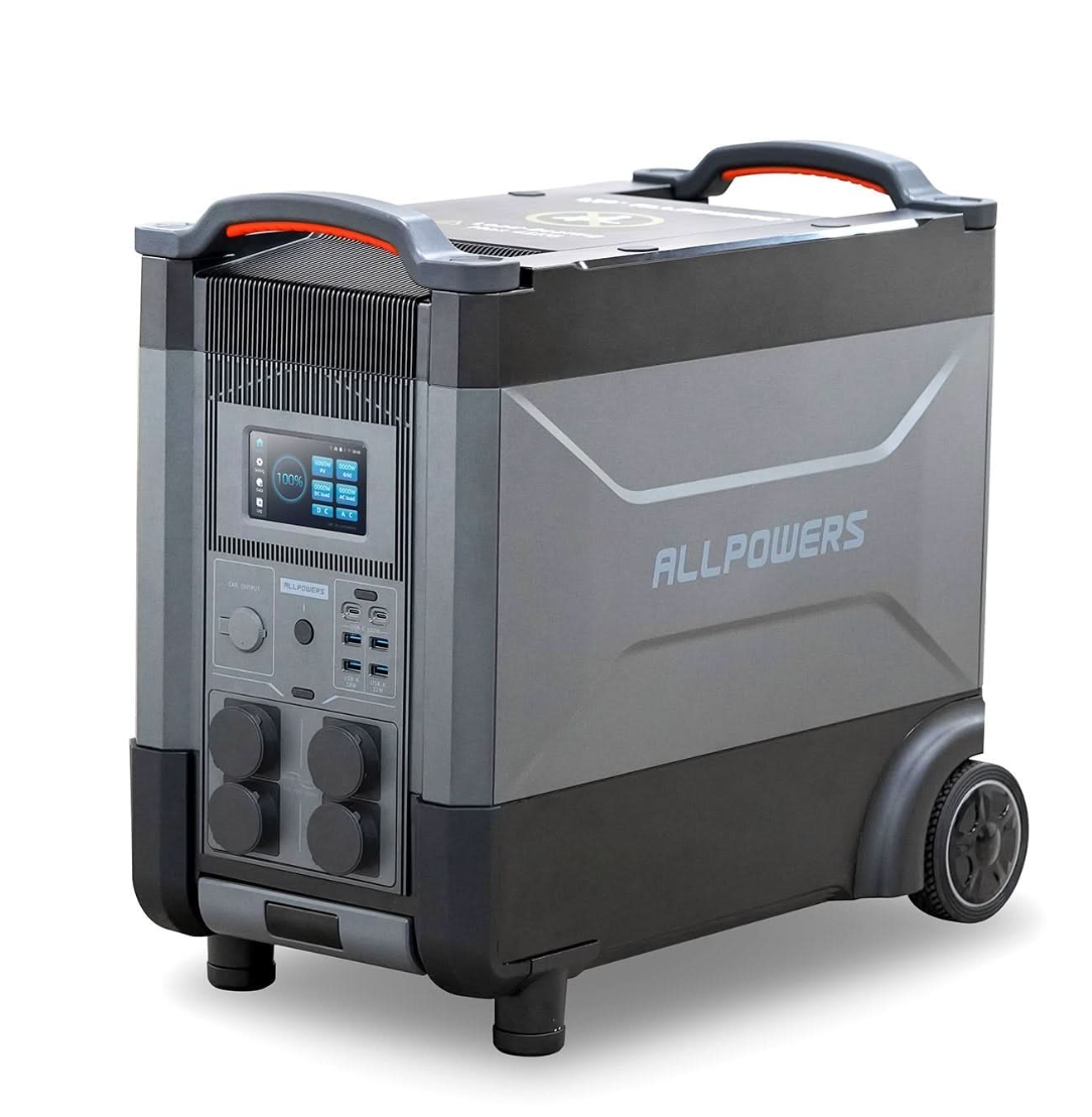 Power station ALLPOWERS R4000 APP Control, Wi-Fi, Bluetooth, 4000W, 3456Wh LiFePO4 3500Cycles, MPPT 3000w max, CAR port, DC12/24V, 4хAC 220V, 2xUSB-TYPE-C 100W, 2xUSB-A 18W, 2xUSB-A 12W, XT60, wireless 15W, Fast charge 60min, 540×490×300mm, 45kg