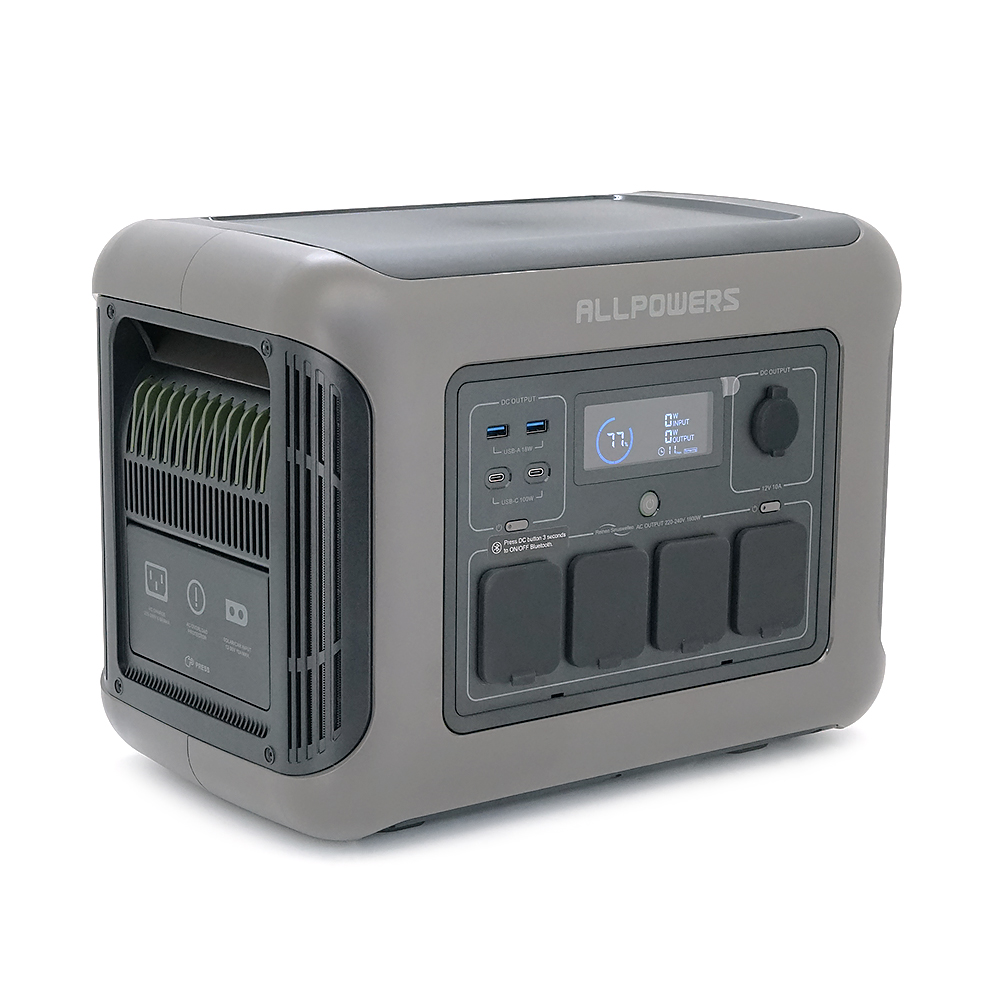 Power station ALLPOWERS R1500 LITE APP Control, Wi-Fi, Bluetooth, 1600W, 1056Wh LiFePO4 3500Cycles, MPPT 650w max, CAR port, DC12/24V, 4хAC 220V, 2xUSB-TYPE-C 100W, 2xUSB-A 18W, XT60, wireless 2*30W, Fast charge 60min, 413×312×265mm, 16,7kg