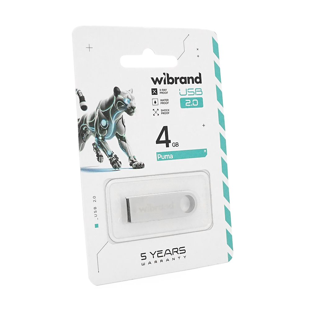 Флеш-накопичувач Mibrand Puma, USB 2.0, 4GB, Metal Design, Blister