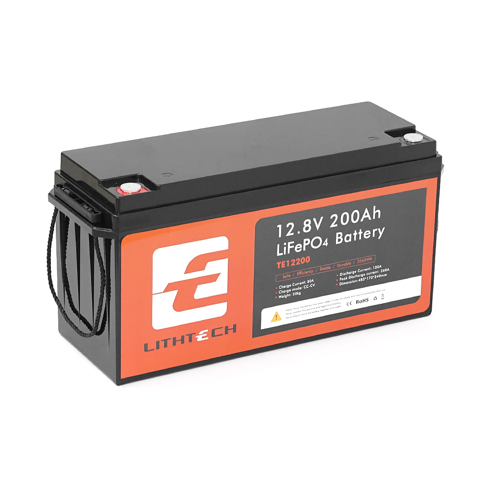 LITHTECH TE12200B + Bluetooth LiFePO4 12,8V 200Ah, 2.25kWh, BMS200A@4S, 6000 cycles