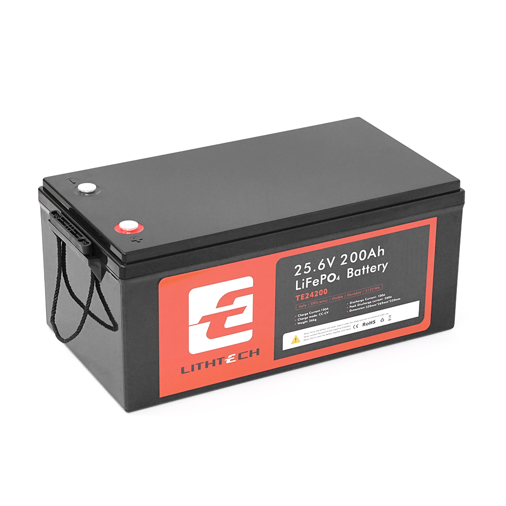 LITHTECH TE24200B + Bluetooth LiFePO4 25,6V 200Ah, 5.12kWh, BMS200A@4S, 6000 cycles