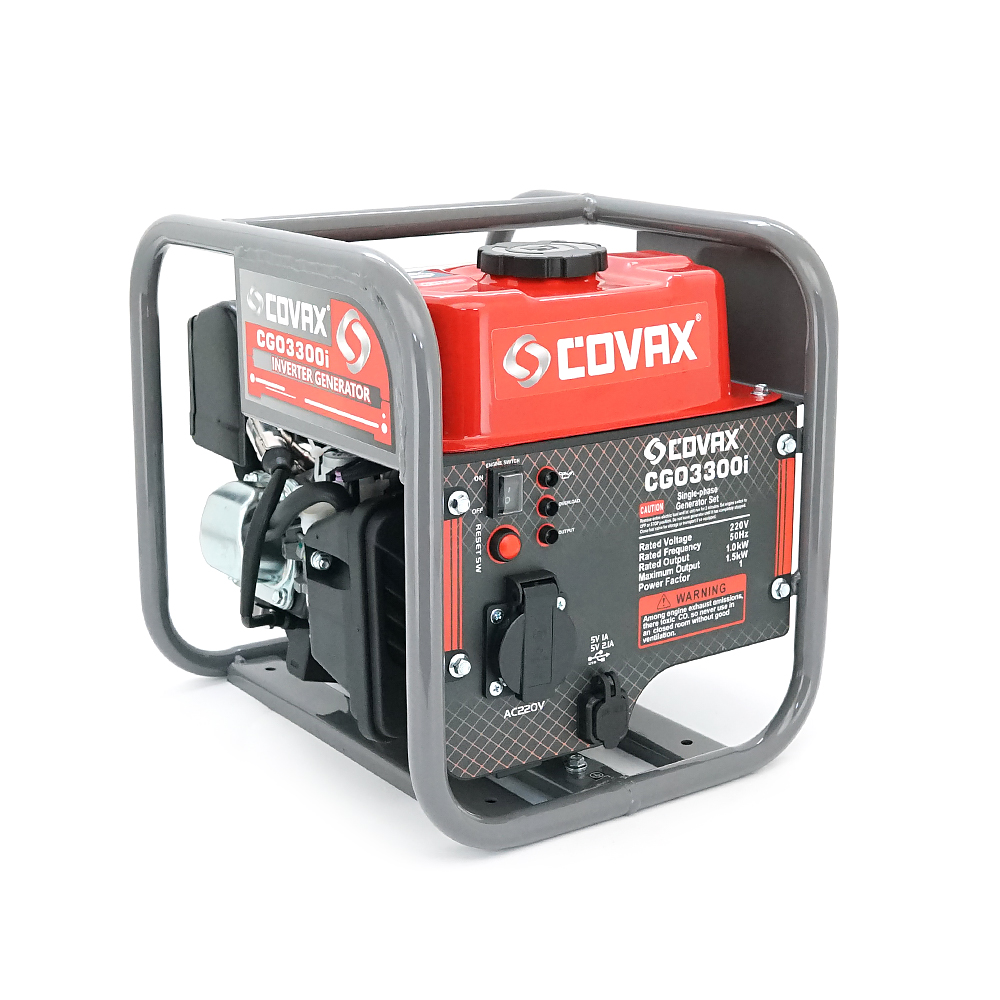 Генератор інверторний бензин COVAX CGO3300i, 1.5kW, однофазний 220V, 50Hz, 4-stroke, бак 2.3L, 341х285х315mm, 10kg
