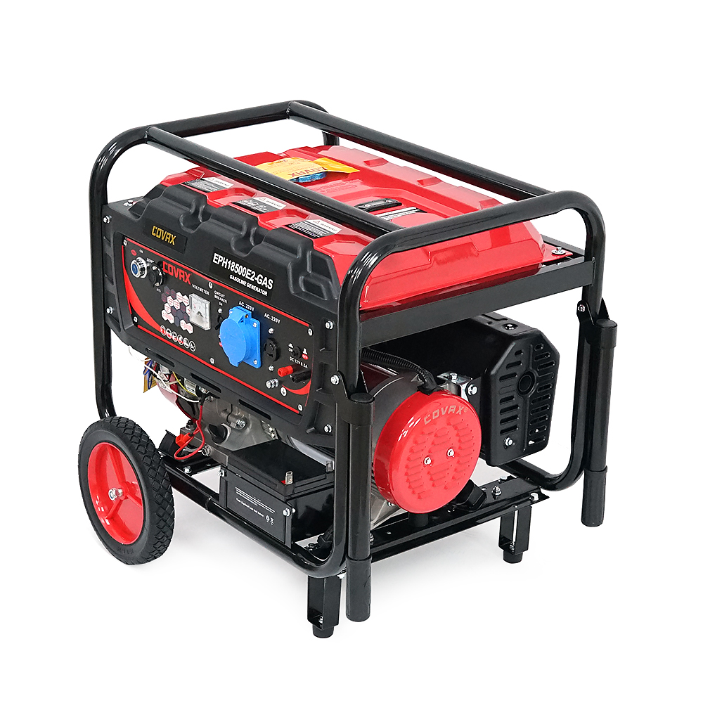 Генератор бензиновий COVAX EPH18500E2-GAS, 9.0kW, бензин/газ, однофазний 220V, 50Hz, DC12V, 20HP, Electric Starter, tank 25L, 705x560x570mm, 88kg