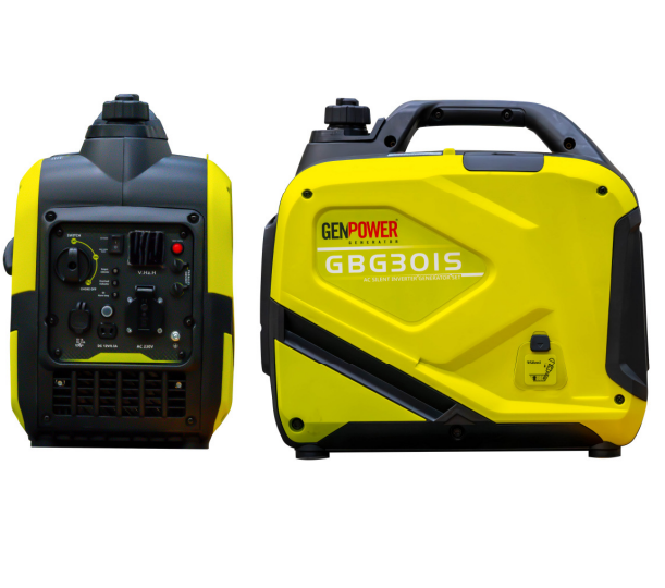 Генератор инверторный БЕНЗИНОВЫЙ GENPOWER GBG 30IS 2.4kW (3kVA), однофазный, 230V, 50Hz, DC12V. обьем 5,6л. расход 0,374Lt/kWt-1Lt/h, 530 * 350 * 550 mm. 22.5kg.