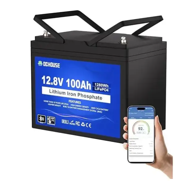 Аккумуляторная батарея DC HOUSE LiFePO4 12,8V 100Ah,(50/100A),  0°C до 55°C, гвинт M8, 260х168х209 мм. 10.8 кг