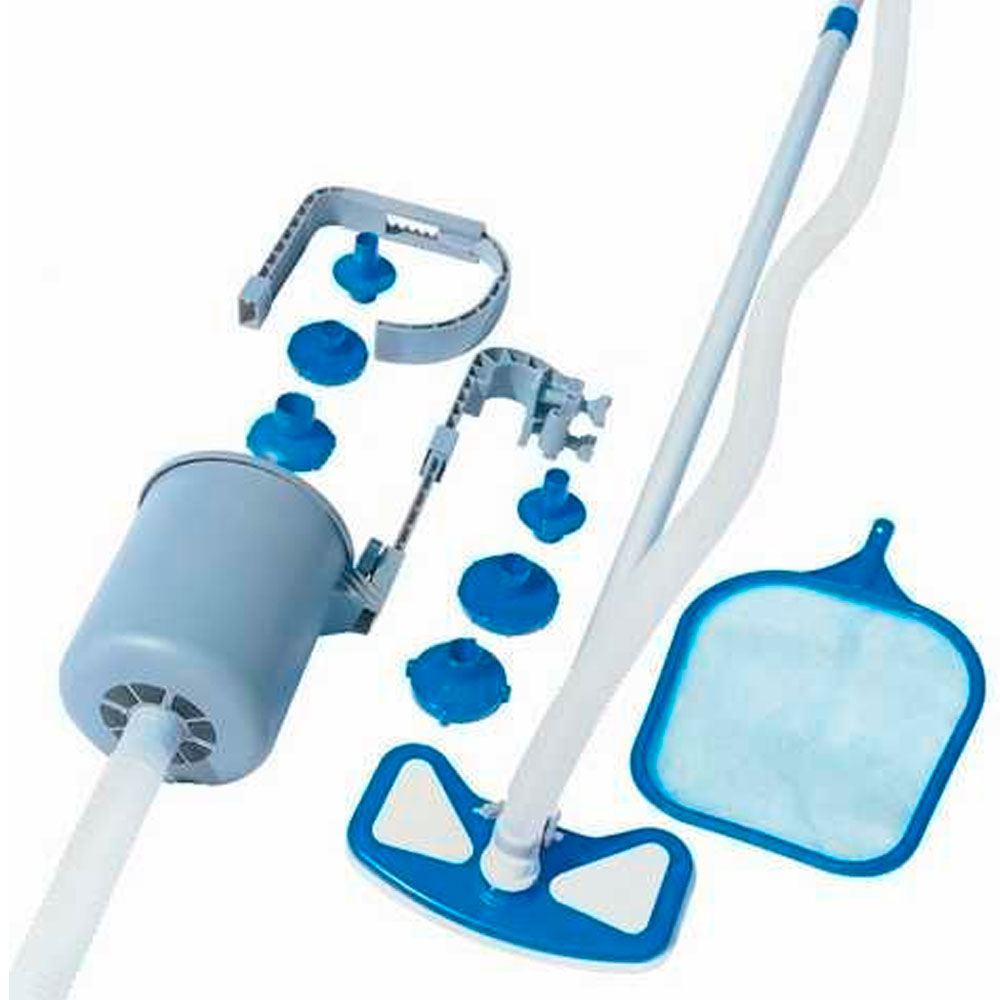 Набір для чищення басейну зі скіммером. 1 алюмінієва жердина, 1 сітка, 1 скіммер, 1 шланг 7,5м. Вага 5 кг. Box