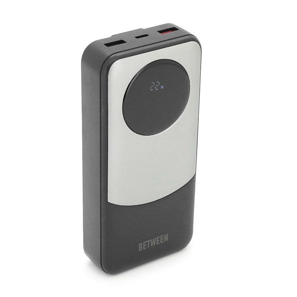 Power bank BETWEEN BTW-P6 20000mAh, 22.5W, 2 кабелі: Type-C+Lighting, Black, 460g, Box