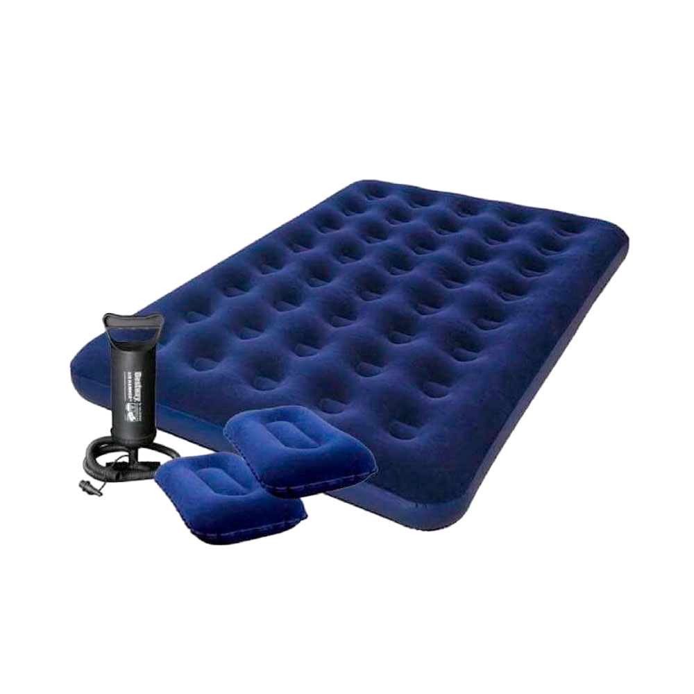 Надувний матрац Bestway з двома подушками та насосом, 203х152х22см, Blue. Box