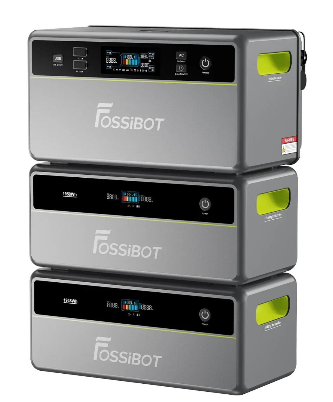 All-in-One Solar station FOSSiBOT FBP1200W+Battery, APP Control, WiFi, 5874Wh LiFePO4 6000Cycles, MPPT 2000W max, 3хAC 220, 1xUSB-15W, 1хUSB-C(100W), Fast charge 90min, Bluetooth, Heating, IP65, -20-55°C, 476×308×751mm, 57,5kg