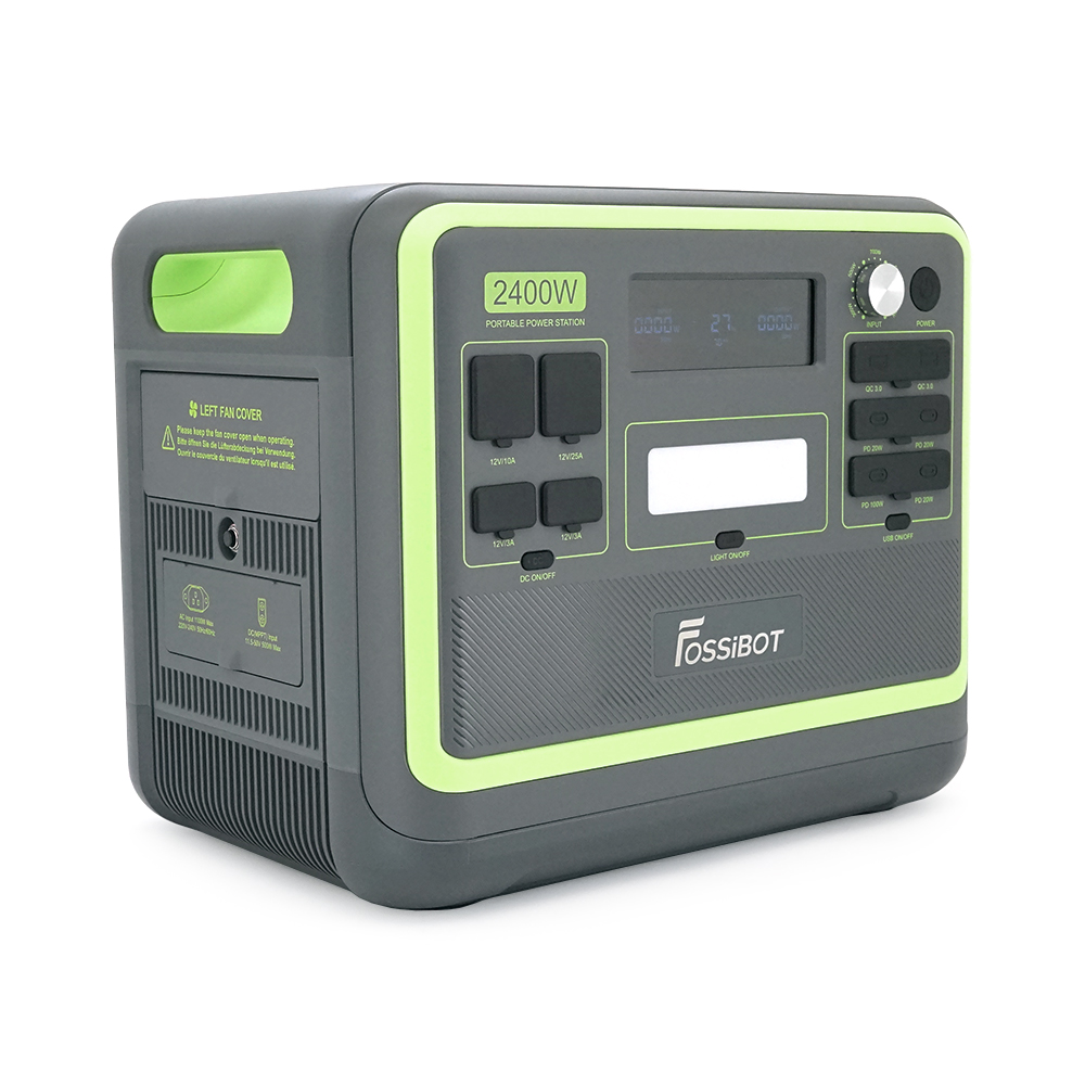 Портативная зарядная станция FOSSiBOT F2400, 2200W/2048Wh LiFePO₄, MPPT 500W max, XT60-12V/25А, 2xDC5521-12V-3A, CarPort-12V-10A, 2xAC230V, 2xUSB-A-18W, 4xUSB-C-100W, Wi-Fi, Bluetooth, charge 2 h,386*840*321 мм. 22кг