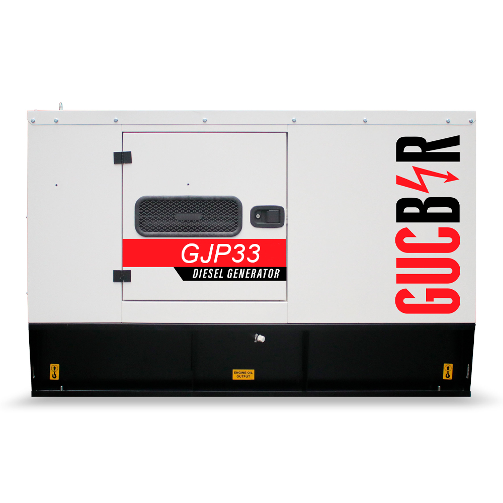 Дизельний генератор Gucbir GJP33 з двигуном PERKINS 1103A-33G, 33 кВА/26,4 кВт, генератор Maranello M33, витрата палива при 75% навантаження - 5,4 літрів/год, 230/400 В, 50 Гц (AVR SX460+ATS), IP23/H, 2225x950x1660 мм, 1010 кг, 135 л