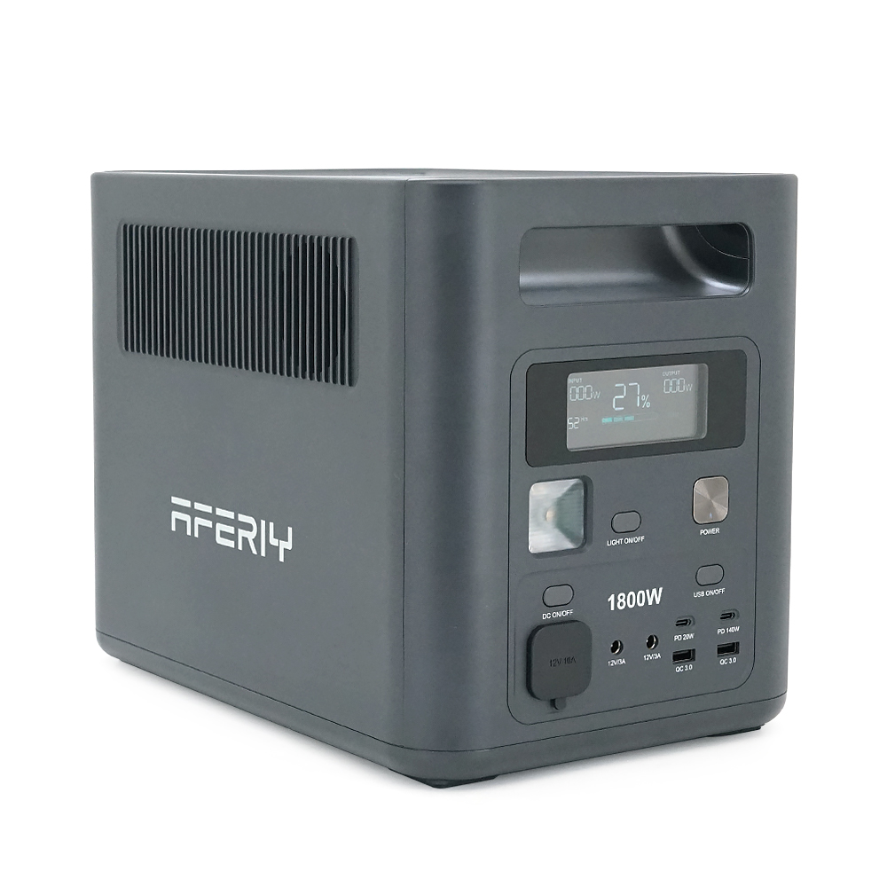 Портативная станция AFERIY AF-P180, LiFePO4 1024Втч. (max1800)Вт, XT60 MPPT 11.5-50В-20А(500W), 4xAC 220v. LED. 2-USB-A 18W , 2xType-C PD20+140Вт, DC+прикуриватель12В/10А, 100% заряд - 1,5 часа, 350*220*263 мм, 11.6kg