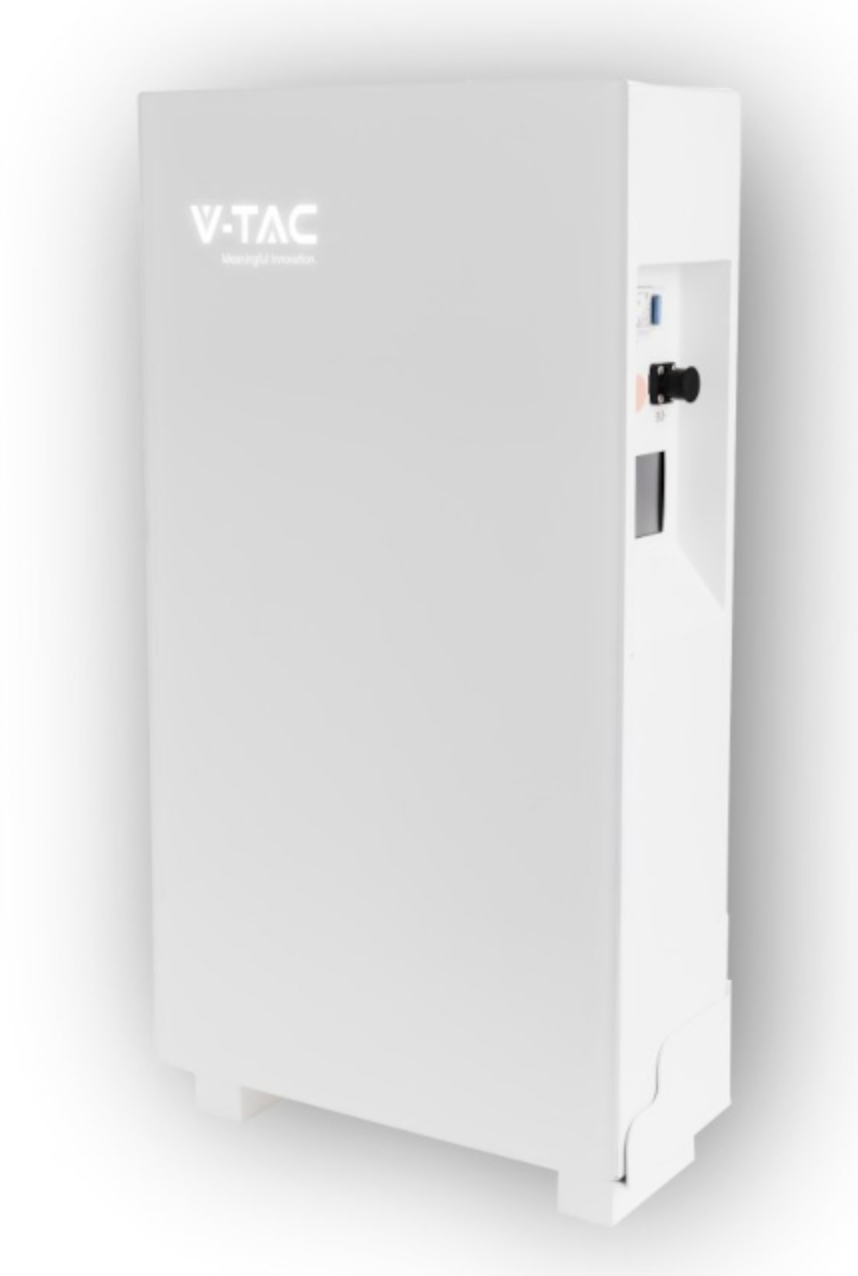 Аккумуляторная батарея V-TAC VT-16076W LiFePO4 51.2V 314Ah, 16,07kWh, BMS 140A, CAN/485, 7000Cycles, 16-Parallel, Bluetooth, IP20,  510*242*862mm, 143