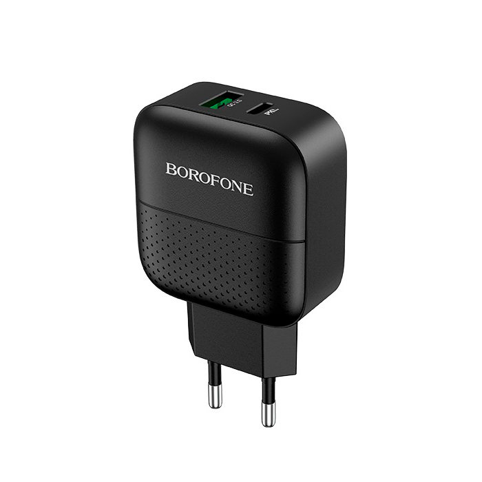 СЗУ BOROFONE BA46A, 1xUSB+1xType-C, 18W+QC3.0, Black, Blister