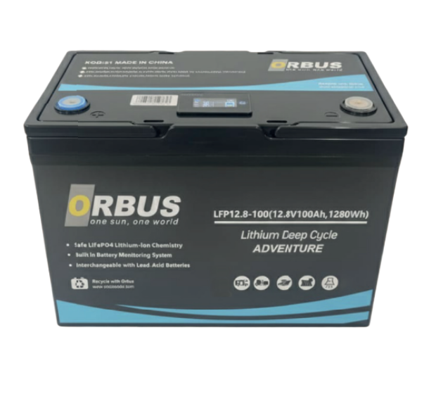 Акумуляторна батарея LiFePO4 ORBUS 12.8V 100Ah, 1280Wh, BMS 100A, 307x169x208 мм, 10,5 кг