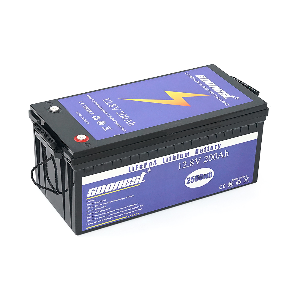 Акумулятор SOONEST LiFePO4 12,8V 200Ah, (50/100A), 0°C до 50°C, гвинт M8, 530*250*270 мм. 21 кг