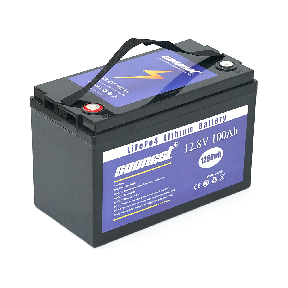 Акумуляторна батарея SOONEST LiFePO4 12,8V 100Ah, (50/100A), 0 ° C до 50 ° C, гвинт M8, 260х168х234 мм. 11.5 кг