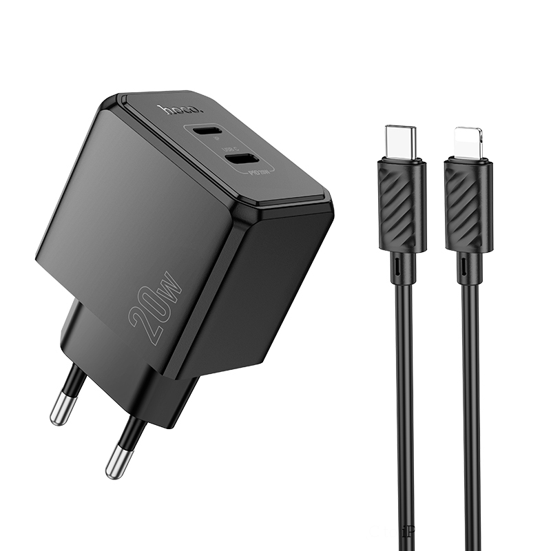 СЗУ HOCO CS16A, 1xUSB-C+1xLighting, PD20W, Black, Box
