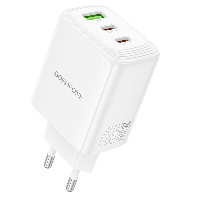 СЗУ BOROFONE BN32, 2xUSB-C+1xUSB, PD65W+QC3.0, White, Box