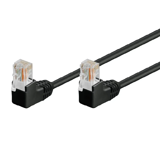 Патч-корд литий FTP, RJ45(кутовий/кутовий), екранований, FTP5e 0.93m, patch D=4.9mm AWG28 2x90° CU, чорний, Q200