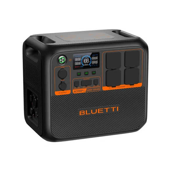 Power station Bluetti AC200P, 2400 Вт, 2304 Вт*год, LiFePO4, MPPT 1200Вт, CarPort12V, 1х DC12V (10А), 4хAC 220, 2xUSB-18W, 2хUSB-C (100W), бездротова 15W, зарядка 60мин, 420х280х367мм, 28,8 кг