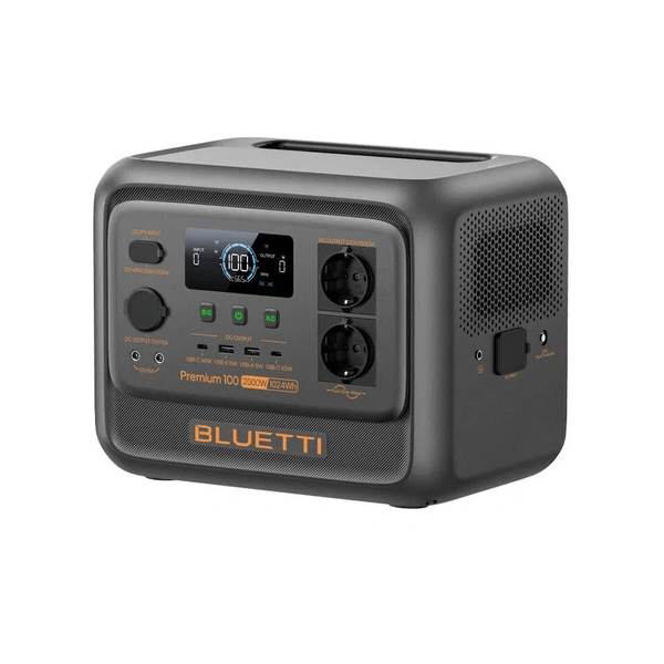Power station Bluetti Premium 100 V2, 2000 Вт, 1024 Вт * год, LiFePO4, MPPT 1000 Вт, CarPort12V, 1х DC12V, 2хAC 220, 2xUSB-15W, 2хUSB-C (100W), зарядка 60 мин, 320х215х250 мм, 11,5 кг
