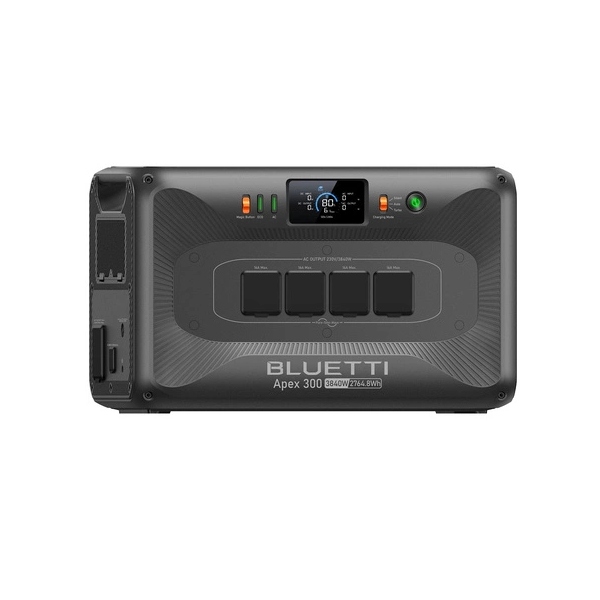 Power station Bluetti Apex 300, 3840 Вт, 2764,8 Вт*год, LiFePO4, розширювана, MPPT 1000Вт, 2х DC12V, 4хAC 220, зарядка 60 хв, 525×327×320 мм, 38 кг