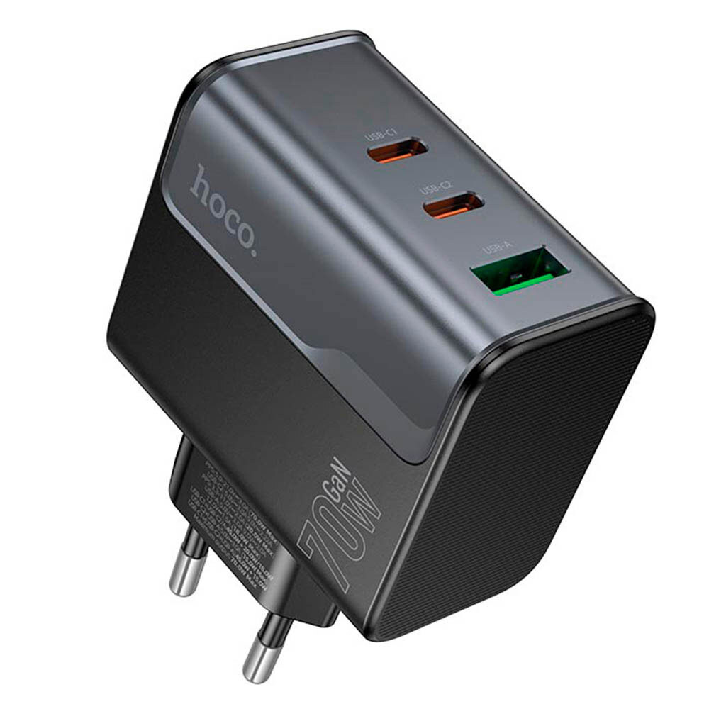 СЗУ 110-240V HOCO CS75A 2USB-C+1xUSB, PD70W+QC 3.0, White, Blister