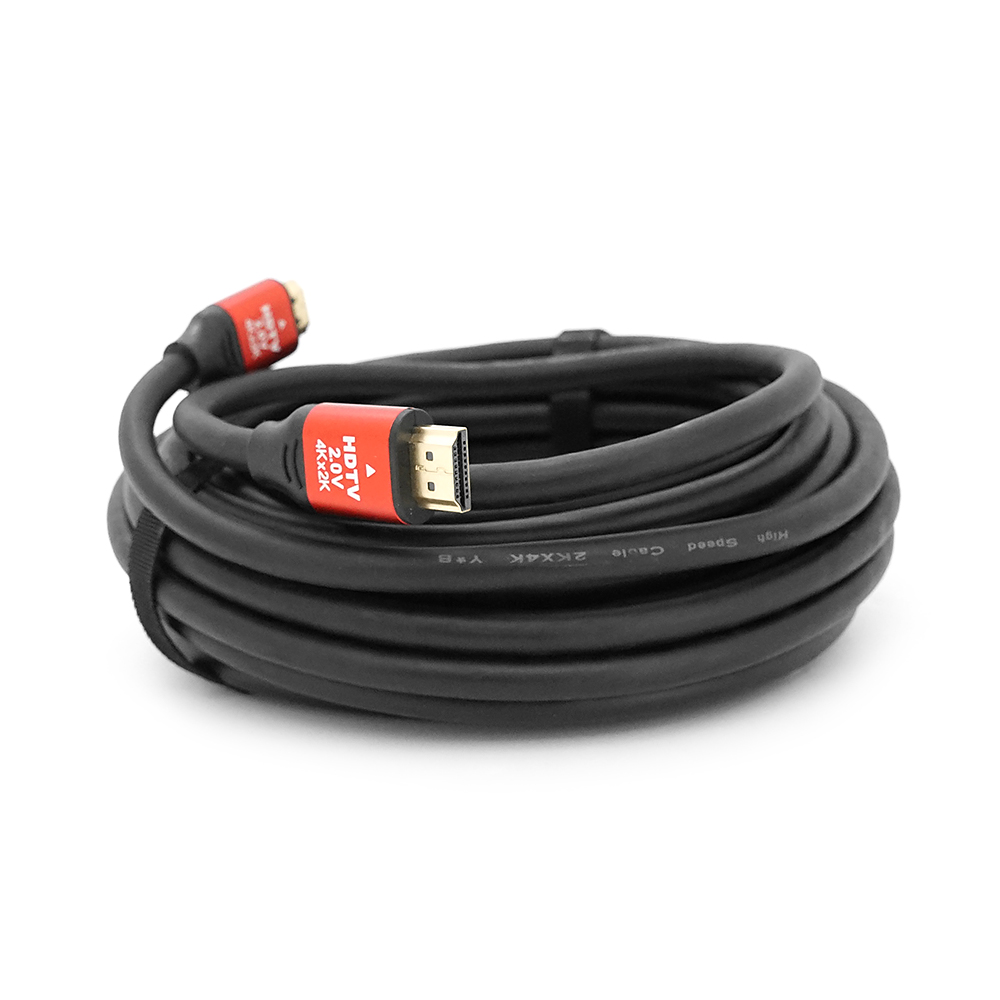 Кабель Merlion HDMI-HDMI V-Link High Speed 10.0m, v2,0, OD-8.2mm, круглий Black, конектор Red, (Пакет), Q40