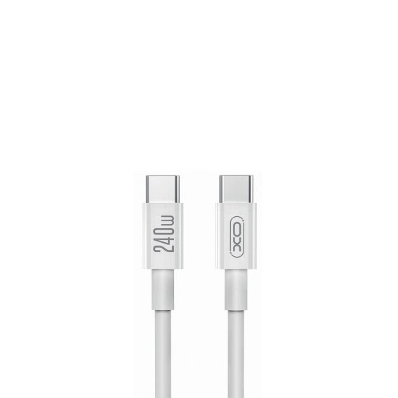 Кабель Type-C to Type-C (male to male) XO-NB-Q298, Підтримка SIC, QC3.0, PD до 240Вт, 480Mbps, довжина 1.0м, Силиконове обплетення, White, Box