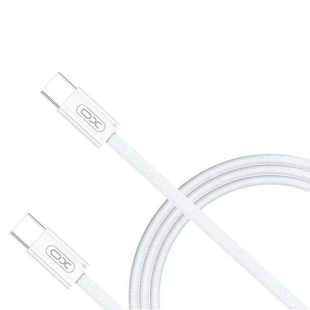 Кабель Type-C to Type-C (male to male) XO-NB-Q260A, Підтримка SIC, QC3.0, PD до 60Вт, 480Mbps, довжина 1.0м, обплетення, White, Box