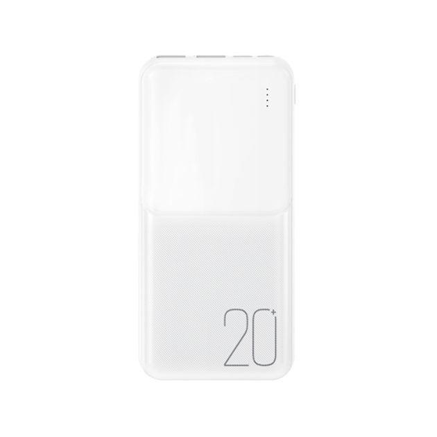 PowerBank XO-PR251 20000mAh Lighted Mobile Power, Input:5V/2.4A(Type-C,MicroUSB),Output: 5V/3А(Type-C,2-USB-А), plastic,White