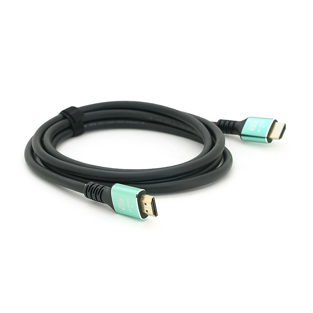 Кабель Merlion HDMI-HDMI 8K Ultra HD(7680x4320P), 2,0m, v2,1, круглий Black, конектор Green, Blister-box