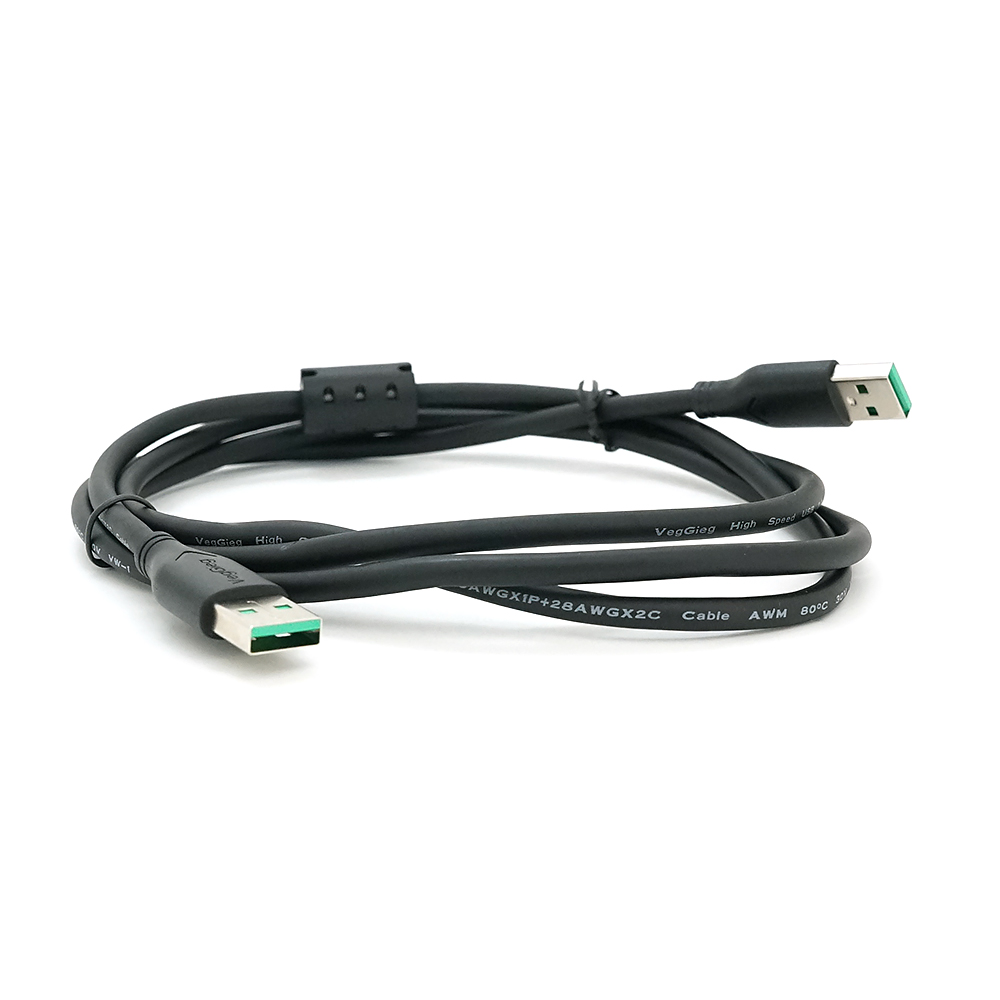 Кабель VEGGIEG UA-1.5, USB 2.0 AM/AM, 1.5m, 1 ферит, Black
