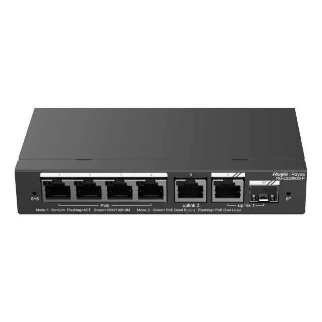 6-портовий гігабітний інтелектуальний POE комутатор Ruijie RG-ES206GS-P