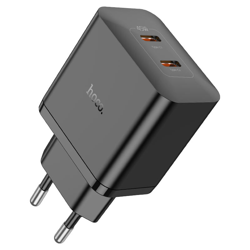 СЗУ HOCO N35, 2xUSB-C, PD45W, Black, Box