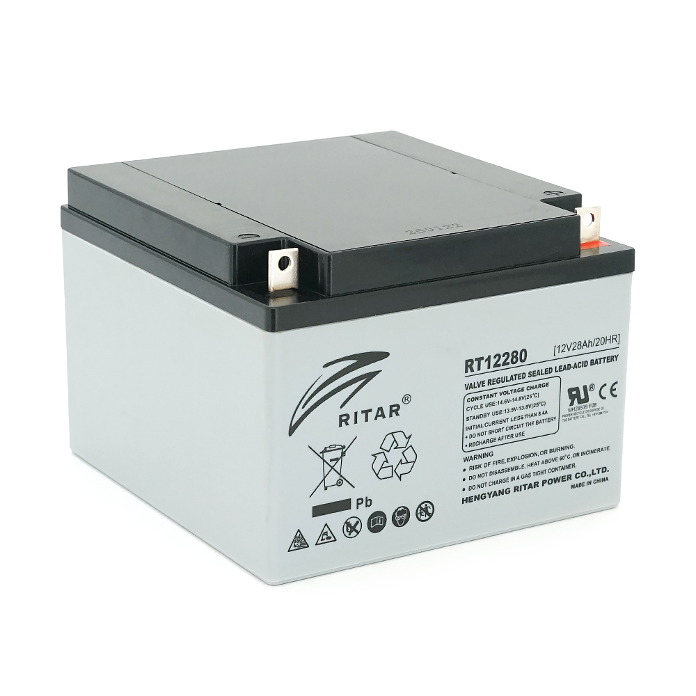 Акумуляторна батарея AGM RITAR RT12280 L5, Gray Case, 12V 28Ah (166х178х125)