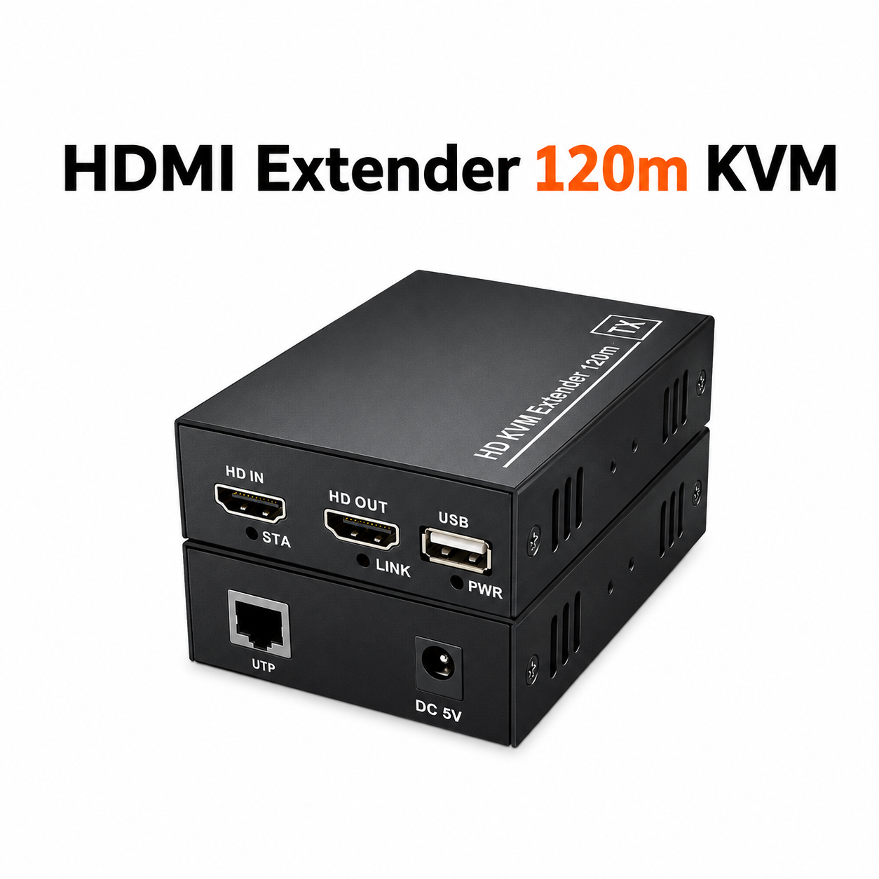 Комплект для передачі HDMI сигналу по крученій парі з керуванням KVM на 120м Pipo PP8110HEK-120, 1080Р/60Hz, Cat5e/Cat6, HDMI 1.3, Local Loopback