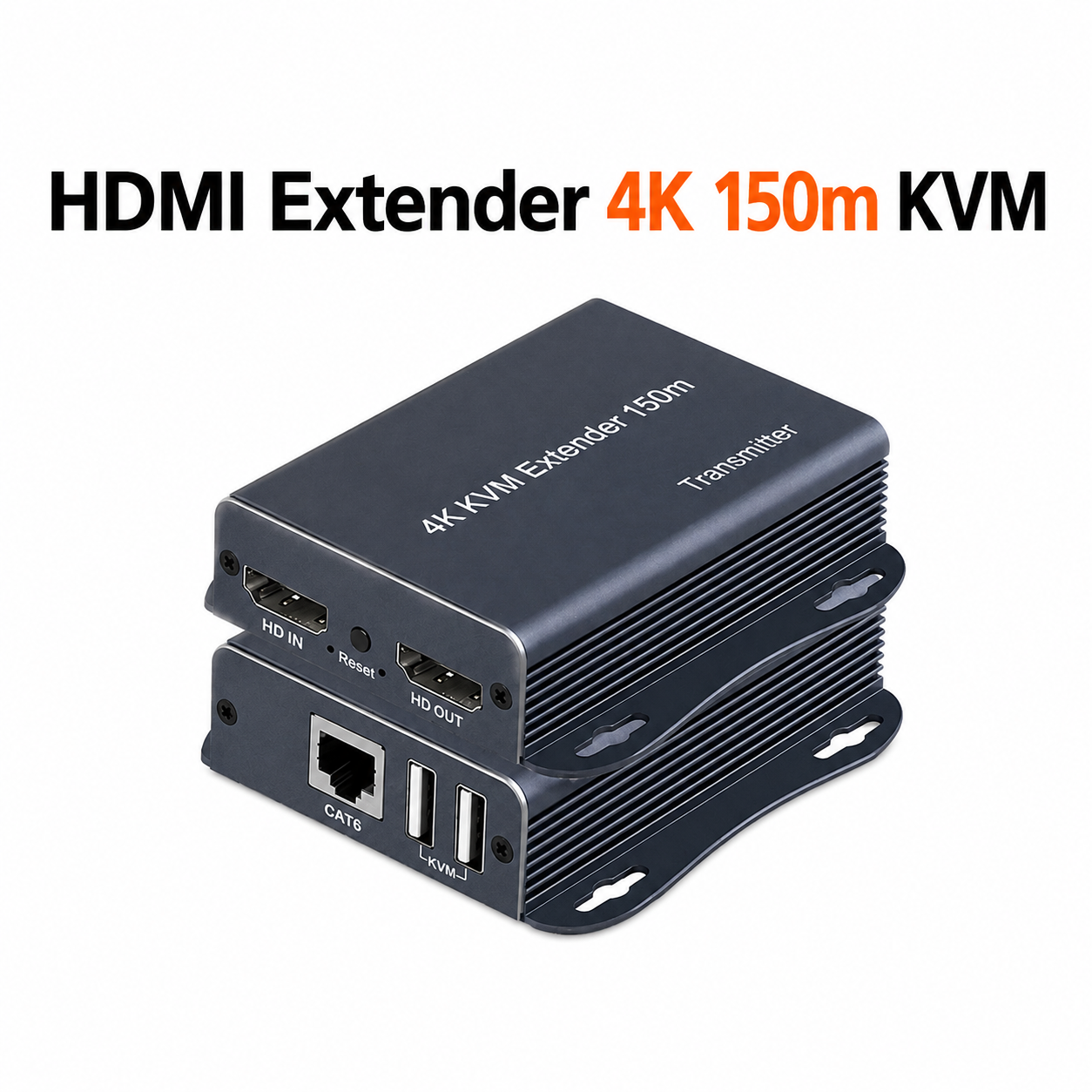 Комплект для передачі HDMI сигналу по кручений парі з керуванням KVM на 150м Pipo PP8210HEK-150, 4K/30Hz, Cat5e/Cat6, HDMI 1.4, Local Loopback