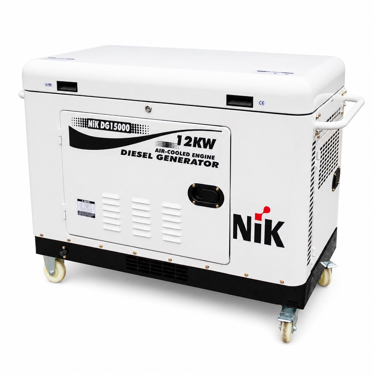 Генератор дизельний NIC DG15000, 1-фазний 230V, 50Hz, 12kW, бак 25 л, витрата 3.1 л/год, пуск: стартер/AVR, 1280х750х870 мм, 315кг