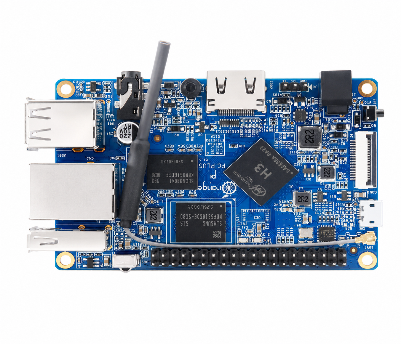 Одноплатний комп'ютер Orange Pi PC Plus, мікрофон, Wi-Fi, LAN, HDMI, 1GB-RAM power supply 5V 3A