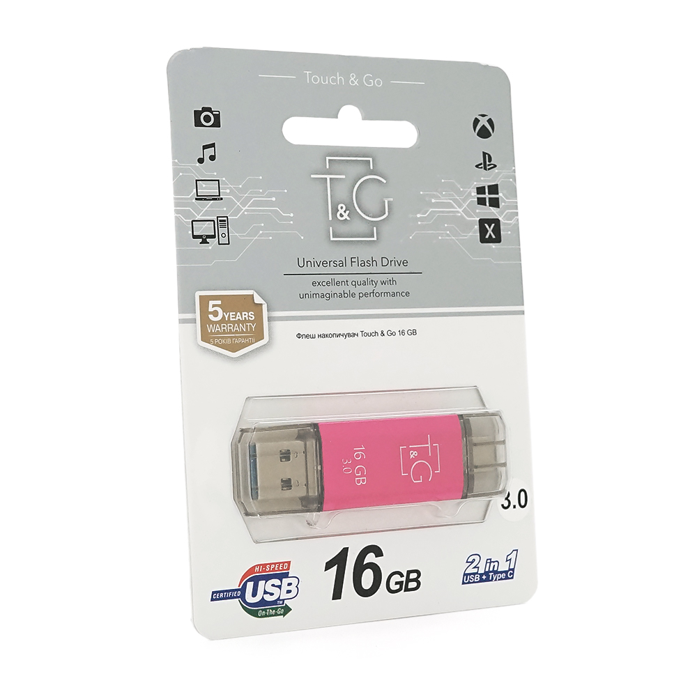 Флеш-накопичувач T&G 009 Star F, USB 3.0+Type-C, 16GB, Metal, Blister