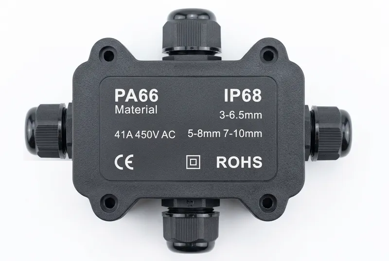 Водонепроникна коробка PA66 3-6,5mm (7-10mm), 1-6 контактів, 70 х 40 х 40 мм, IP68