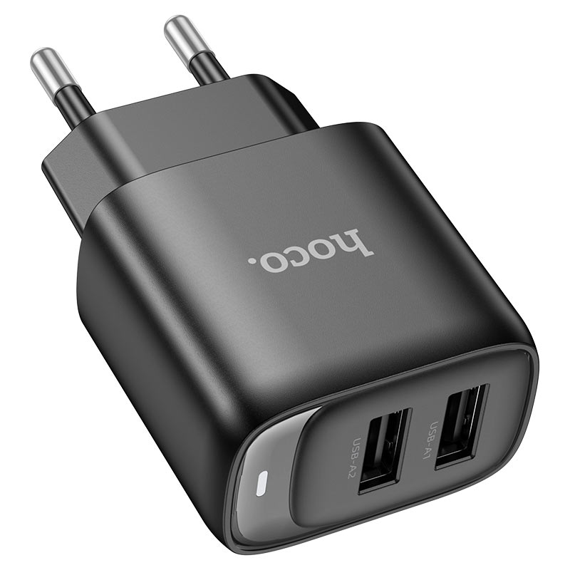 СЗУ 110-240V HOCO C141A 2xUSB, 10.5W, Black, Box
