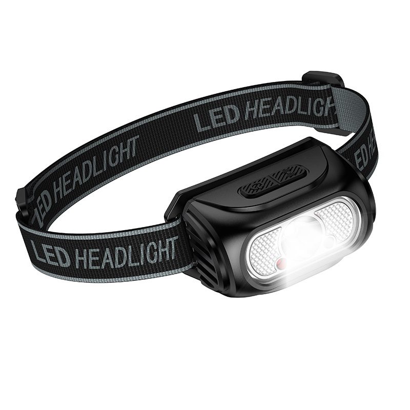 Налобний ліхтарик HOCO DL24, 3+3 режими, White+Red, sensor, корпус-пластик, водостійкий, ip44, живлення АКБ вбудований, USB Type-С кабель, Вох