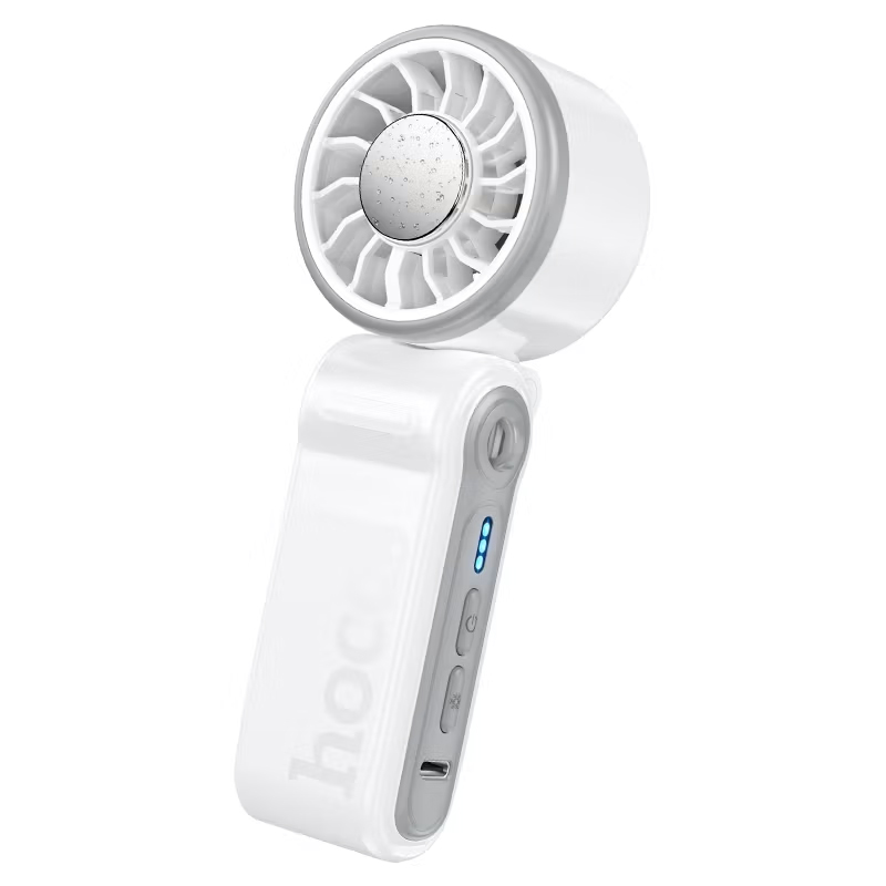Портативний ручний вентилятор HOCO HX604, 10W, R60мм, 3 режими, вбудований акумулятор 3000mAh, USB кабель, White, Box