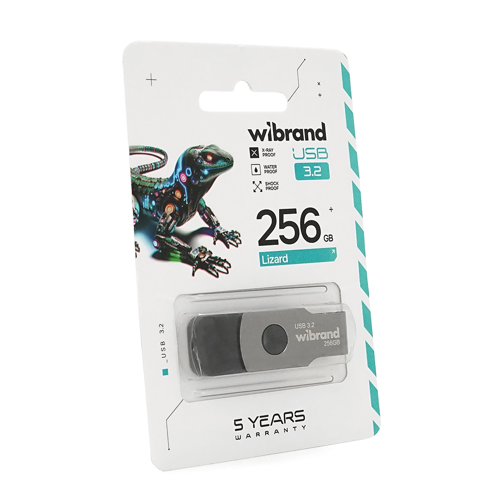 Флеш-накопичувач Wibrand USB 3.2 Gen1 Lizard 256GB Black